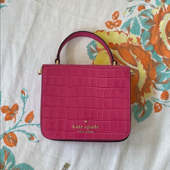 Kate Spade Fuchsia Croc-Embossed Mini Bag - Picture 2 of 8